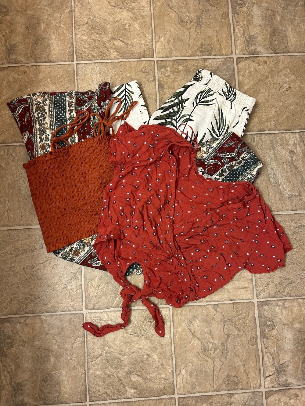 Womens M Boho Festival Bundle 4 Pc Floral Crop Tops Pants Joie Summer Earthy
